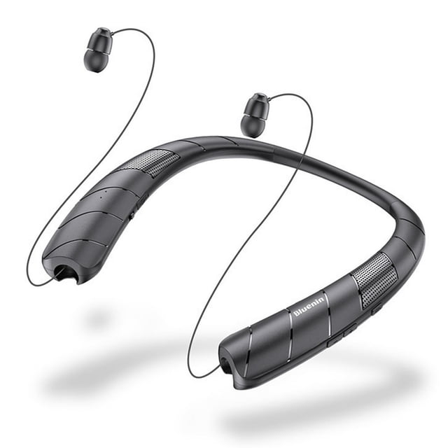 Haut-parleur Tour de Cou avec Micro, Appel Mains Libres, Compatible Bluetooth (Noir)