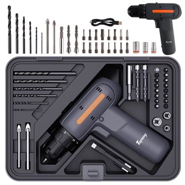 12V Cordless Drill & 64-Piece Tool Set with Modular Toolbox for Home DIY & Repairs