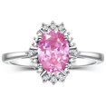 thumbnail image 1 of RYLOS Bagues pour Femmes Bague en Or Blanc 14K avec Pierre Précieuse Ovale 7X5MM et Diamants Étincelants Octobre Rose Glace Bijoux Taille 5, 1 of 7