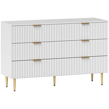 HOMCOM Commode à 6 Tiroirs pour Chambre Commode Poignées et Pieds Dorés