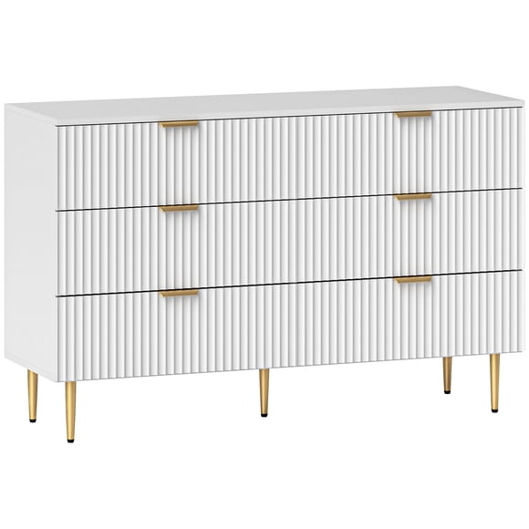 HOMCOM Commode à 6 Tiroirs pour Chambre Commode Poignées et Pieds Dorés