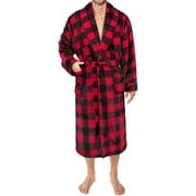 Mens Fleece Robe | Soft Warm Bathrobe For Men Plush Spa Robe With Piping