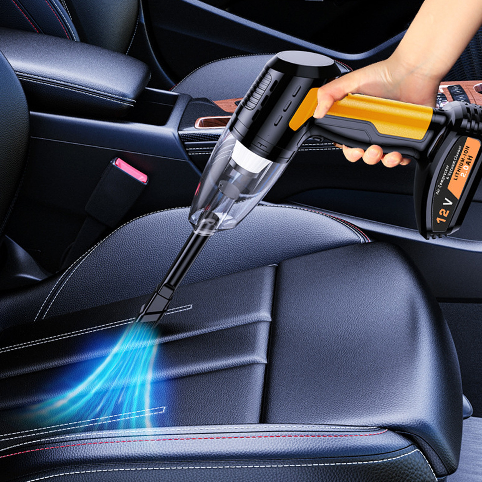 Suncoda Vacuum Cleaner, Cleaning Supplies 4-In-1 Handheld Car Vacuum Cleaner, Tire Inflator Compressor Pump Portable Vacuum for Car, Home, Office, 8000Pa Vacuum Cleaner, Pet Hair Vacuum 12V