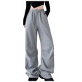 thumbnail image 2 of AherBiu Oversized Womens Sweatpants High Waisted Wide Leg Drawstring Loose Casual Trousers with Pockets, 2 of 4