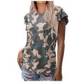 thumbnail image 2 of TIHLMK Hauts pour Femmes Mode Décontractée Impression Col Rond Volants Manches Courtes T-shirt Blouse Chandail, 2 of 6