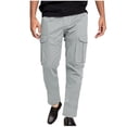 thumbnail image 1 of hoksml Mens Cargo Pants Relaxed Fit Casual Solid Color Elastic Waist Drawstring Multi Pockets Full Length Pants Sweatpants Jogger Work Trousers Summer Clearance, 1 of 8