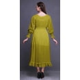 thumbnail image 4 of Bimba Feuilles Femmes Coton Smocké Boho Renaissance Longue à Volants Maxi-Robe-X-Grand, 4 of 5