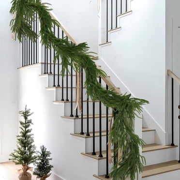 9FT Real Touch Norfolk Pine Garland,Christmas Garlands Norfolk Pine Garland,Artificial Faux Greenery Garland for Holiday Indoor Fireplace Mantle Decor,Realistic Artificial Afloral Garland Garland