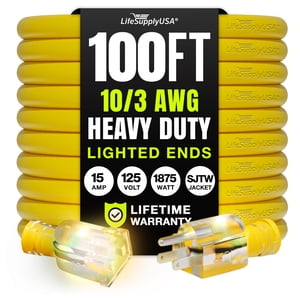 100 ft. 10/3 SJTW Lighted End Heavy Duty Extension Cord (100 ft.)