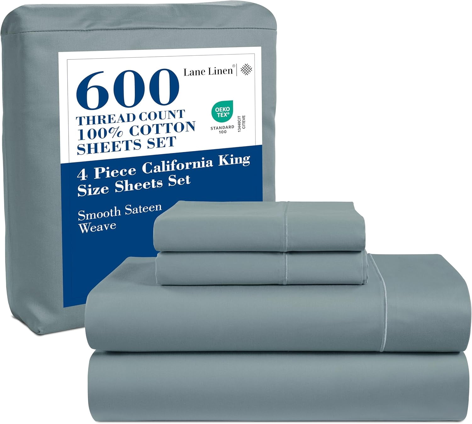 Ensemble de Draps Très Grand Blanc - Tissage Satin 600 Fils, 4 Pcs, Coton à Longues Fibres, Luxe Hôtelier, Poches Profondes, Draps de Lit Très Grand