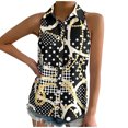 thumbnail image 1 of Hauts à Manches de Chemise pour Femmes Hauts Décontractés à Imprimé pour Femmes Bouton Haut Sans Manches Chemise Col Rabattu Veste Hauts à Manches 1/2 pour Femmes, 1 of 6