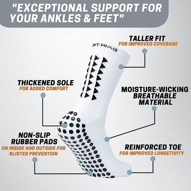 Chaussettes de Grip Chaussettes de Football pour Hommes Chaussettes de Grip de Football Hommes - Chaussettes de Football Hommes Chaussettes Antidérapantes Chaussettes de Football Blanches Chaussettes Antidérapantes pour Hommes - Maximiser