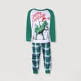 thumbnail image 2 of Family 2 Pieces Pajamas Set Crew Neck Dinosaur Printed Daily Suit (Green S Dad), 2 of 9