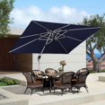 thumbnail image 2 of PURPLE LEAF 9 x 11FT Deluxe Rectangular Patio Umbrella with Base, Large Offset Cantilever Umbrella with 360° Rotation, Navy Blue, 2 of 14