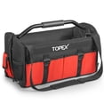 thumbnail image 1 of TOPEX 16 Inch Tool Bag, Multi‑Pocket Wide Mouth Tote, Foldable Hardware Organiser with Adjustable Shoulder Strap and Rotatable Steel Handle, 1 of 12