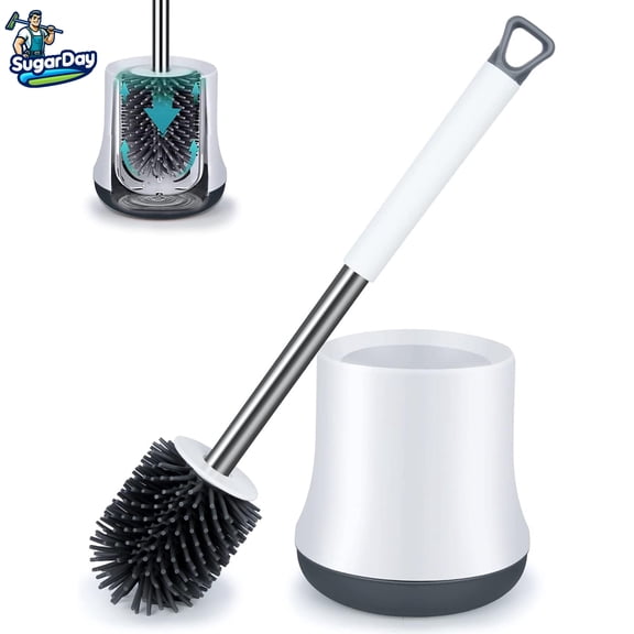 SUGARDAY Ensemble de Brosse pour Cuvette de Toilette et Support pour Panier, Brosse à Récurer pour Salle de Bain, 1 Paquet