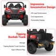 thumbnail image 2 of 24V 2-Seater Kids Ride-On Dump Truck – 4WD Electric Car with Remote Control, Dump Bed, Shovel, LED Lights, Key Start, Up to 5Mph – Ideal Gift – Red, 2 of 8