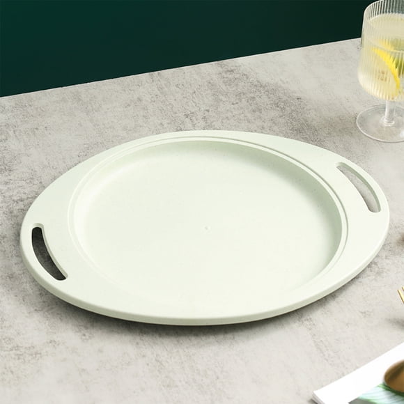 Gros Rabais! Assiettes de Service Ovales en Plastique avec Poignées / Résistantes à la Chaleur et aux Chutes / Assiettes à Steak 34x27 cm pour Grillades, Pâtes et BBQ / Ensemble de 1 en Violet, Bleu, Rose, Beige, Vert