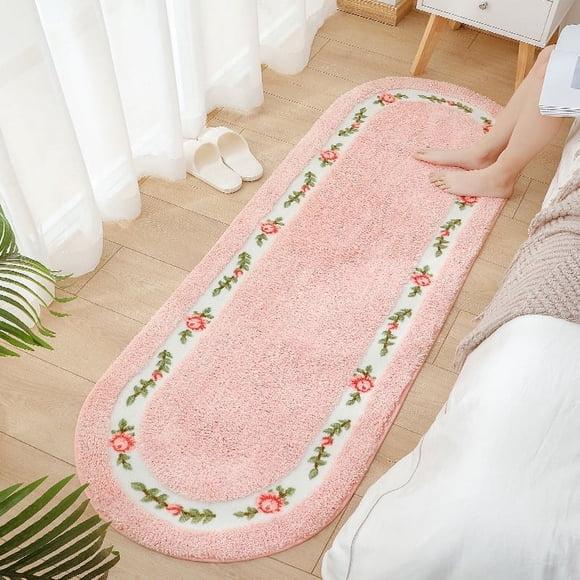 Feminine Princess-Themed Washable Area Rug with Soft TPR Rubber Base - Adorable Pink Carpet for Girls' Bedrooms, Children's Rooms, and Living Spaces - Durable, Comfortable Underfoot, Easy-to-Clean