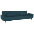 thumbnail image 2 of vidaXL 2-Seater Sofa Bed with Two Pillows Blue Velvet, 2 of 5