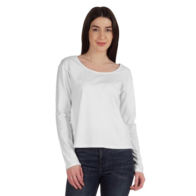 Inkmeso T-Shirt en Coton à Manches Longues Style de Rue T-Shirt à Encolure Dégagée pour Femmes Porter