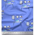 thumbnail image 1 of Soimoi Blue Cotton Voile Fabric Monitor,Books & Study Table Education Theme Decor Fabric Printed Yard 42 Inch Wide, 1 of 3