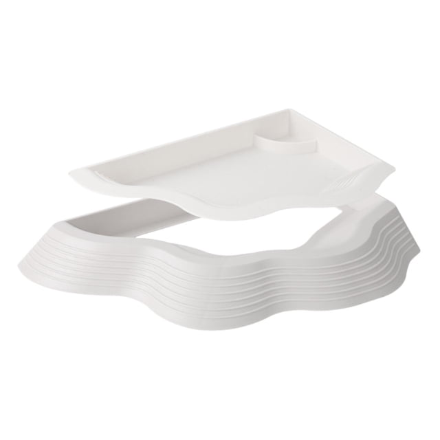 Bunblic Reptile Water Bowl Food Feeding Bowl with Ramps Decorative Tank Accessory Tortoise Food Dish Bathing Pool for Tortoise Turtle White