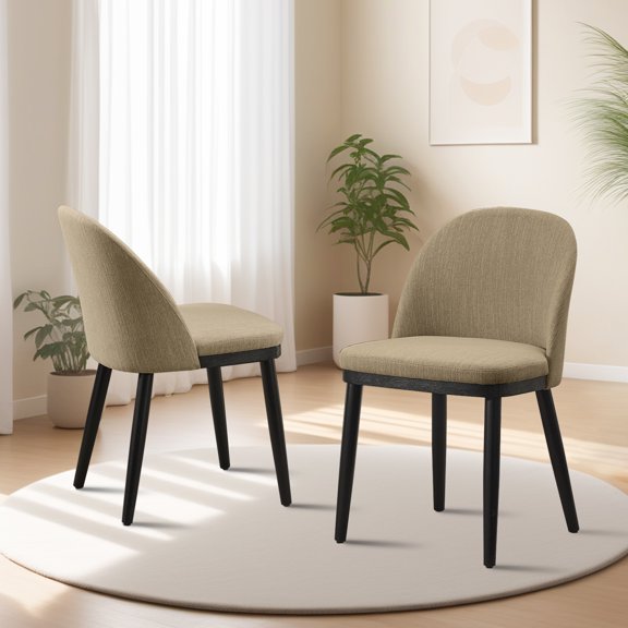 Kojooin Chaises de Salle à Manger Rembourrées, Ensemble de 2, Chaises de Cuisine Modernes en Tissu avec Coussins Épais et Pieds en Bois, Gris