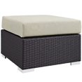 thumbnail image 1 of Modway Ottomane de Patio Carrée en Tissu et Rotin, Espresso/Beige, 1 of 3