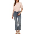 thumbnail image 2 of INSPIRE CHIC Women's Puff Shoulder Round Neck Collarless Ruffle Keyhole Back Blouse, 2 of 5