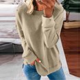 thumbnail image 2 of Pxiakgy Femmes Automne Hiver Ample Décontracté Décontracté Manches Longues Col Rond Chandail Uni Kaki + TG, 2 of 5