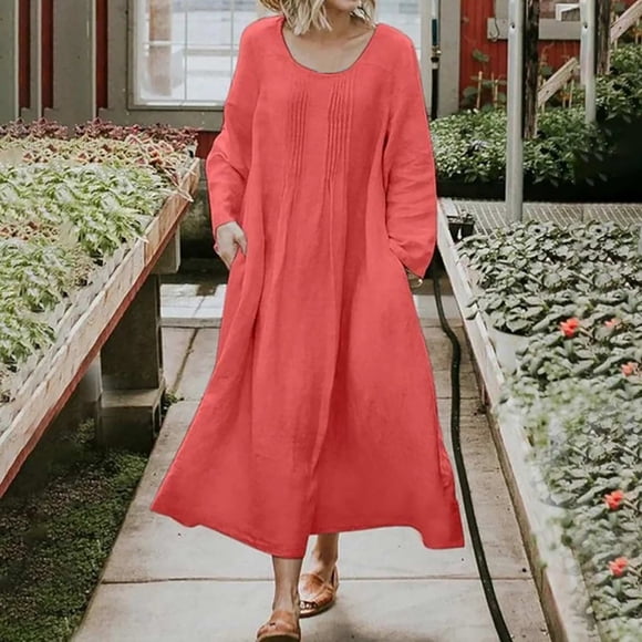 Gspmoly Women'S Casual Dresses, Fashion Women Winter Casual Round-Neck Long Sleeve Pocket Long Dress Cocktail Dresses Clearance Items