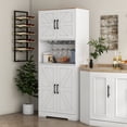 thumbnail image 2 of HOMCOM Armoire de Rangement de Garde-Manger de Cuisine avec Comptoir pour Four à Micro-Ondes, Blanc, 2 of 10