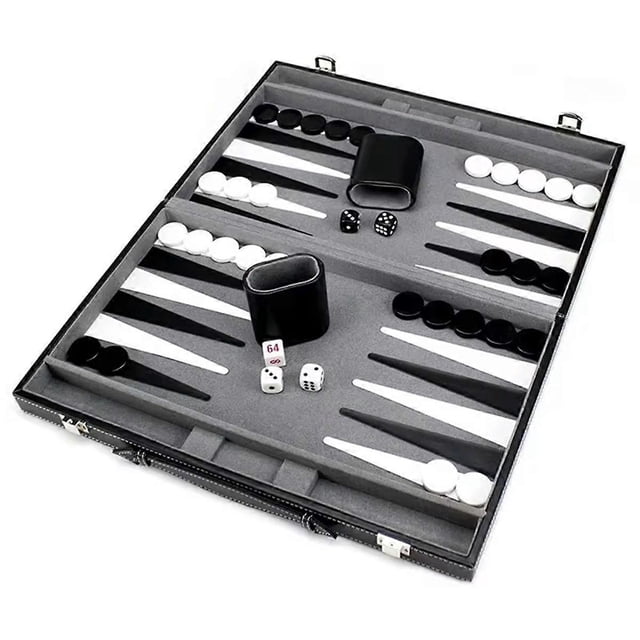 Classic Board Game with Leather Case Folding Board,Gift Package,Portable Travel Strategy Backgammon Game Set for Adults