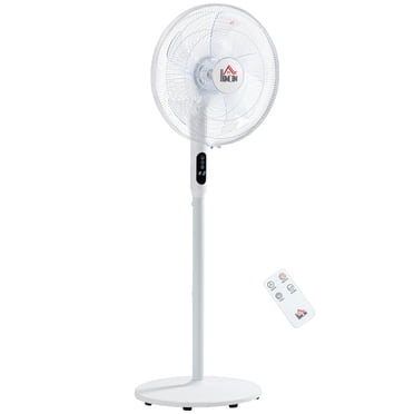 HOMCOM Height Adjustable Pedestal Fan Oscillating Standing Fan with Remote