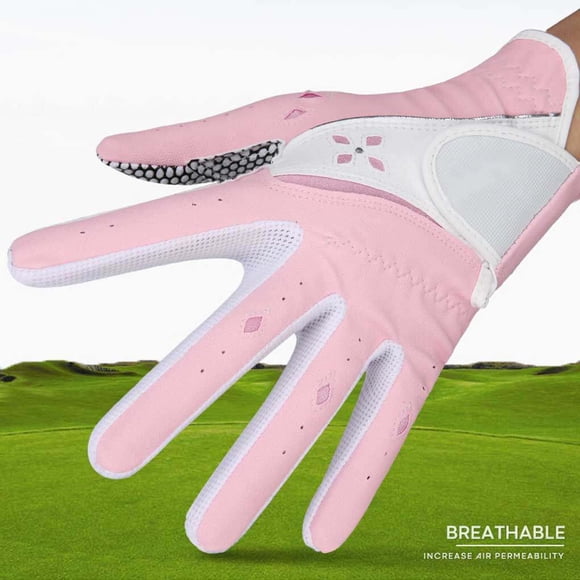 pitrice Gants de Golf pour Femme en Cuir Antidérapants Respirants Entraînement à Domicile Mise en Forme Sports de Plein Air Pratique Entraînement Mitaines pour Femme Dames Rose Taille 17