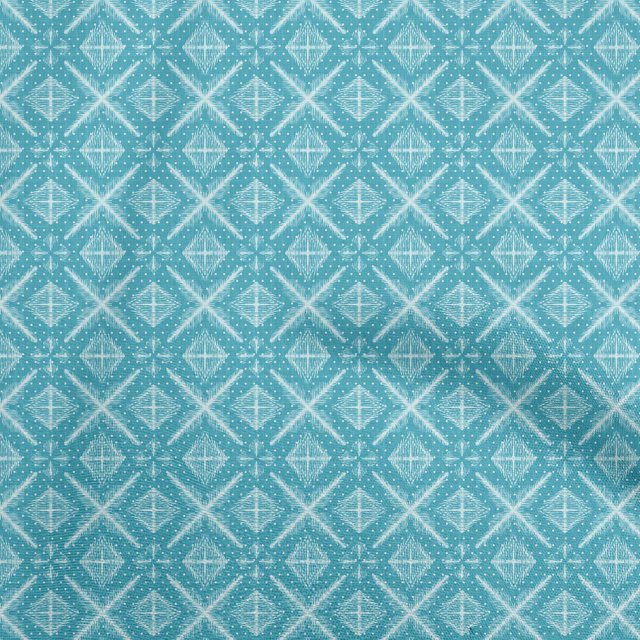 oneOone Polyester Spandex Turquoise Blue Fabric African Sewing Material Print Fabric By The Yard 56 Inch Wide