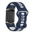 thumbnail image 1 of Mignova Bracelet Compatible avec Fitbit Charge 5, Bracelet de Rechange Bracelet de Montre Ajustable, Bracelets Classiques Mode en Silicone Souple Entraînement Physique Sport Respirants Compatibles avec Fitbit Charge 5 (Marine+blanc), 1 of 6