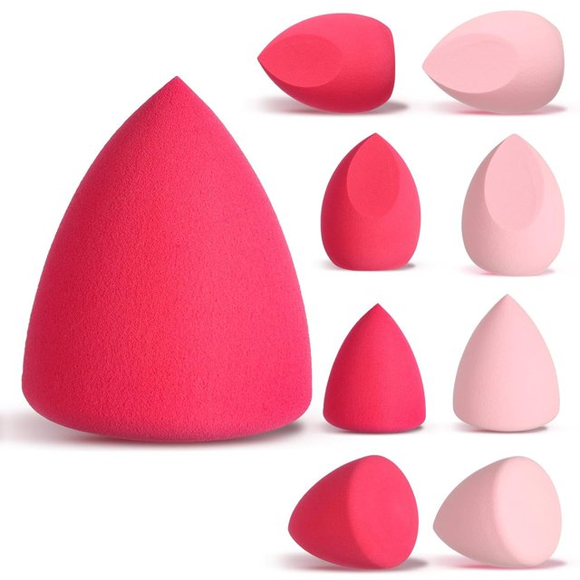 CUITING 8pcs Makeup Sponge Set Professional Blender Sponge Soft Concealer Sponge Facial Makeup Tools for Foundation Liquid Powder for Birthday Party Mother‘s Day(Pink&Rose Red)