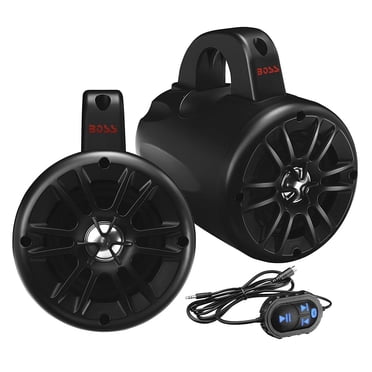Boss Audio BM40AMPBT Haut-Parleurs Marins ATV 4 Pouces 500W Amplifiés Bidirectionnels Bluetooth, Paire