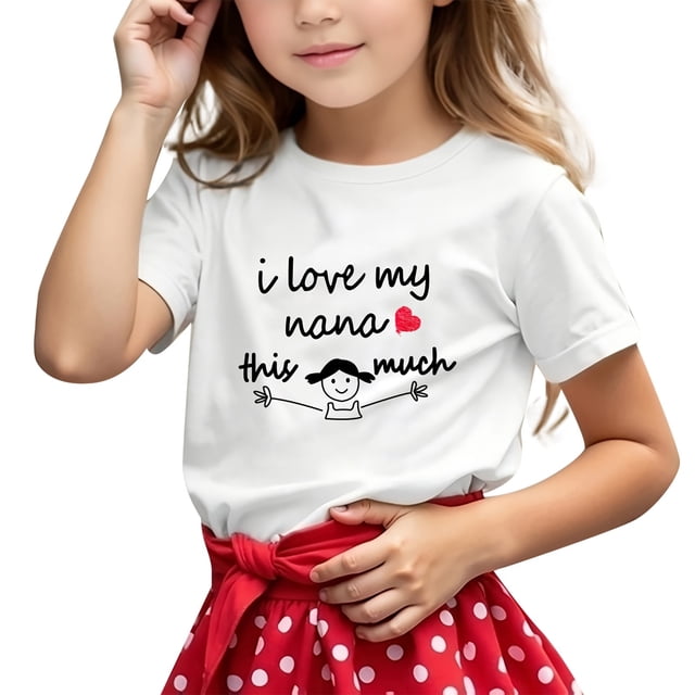 T-shirts Garçons Filles Printemps Été Manches Courtes Imprimé Lettre Col Rond T-Shirt Haut Blanc 3-4 Ans
