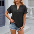 thumbnail image 2 of RKSTN Womens Tops 2024 Fashion Casual Short Sleeve V Neck Tops Loose Plus Size Solid Color Mesh Breathable Temperament Tops, 2 of 5