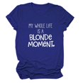 thumbnail image 1 of Hauts d'Été pour Femmes Grande Taille en Liquidation, Hauts pour Femmes à Col Rond, Manches Courtes, Imprimé Lettre, T-Shirt Décontracté Basique, Blouse à Col en V, T-Shirt pour Femmes en Liquidation, 1 of 2
