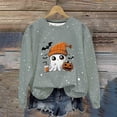 thumbnail image 2 of LMKIHUSA Chandails d'Halloween Fantôme pour Femmes Mode Décontractée Automne 2025 Chandail Kawaii Graphique Brillant Col Rond Chandail à Manches Longues Hauts Saison Effrayante Gris,TTTG, 2 of 8