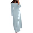 thumbnail image 1 of Yuyuzo Spring Dresses for Women 2025 Long Sleeve Crewneck Sweater Dress Ribbed Knit Flowy A Line Maxi Dresses, 1 of 5