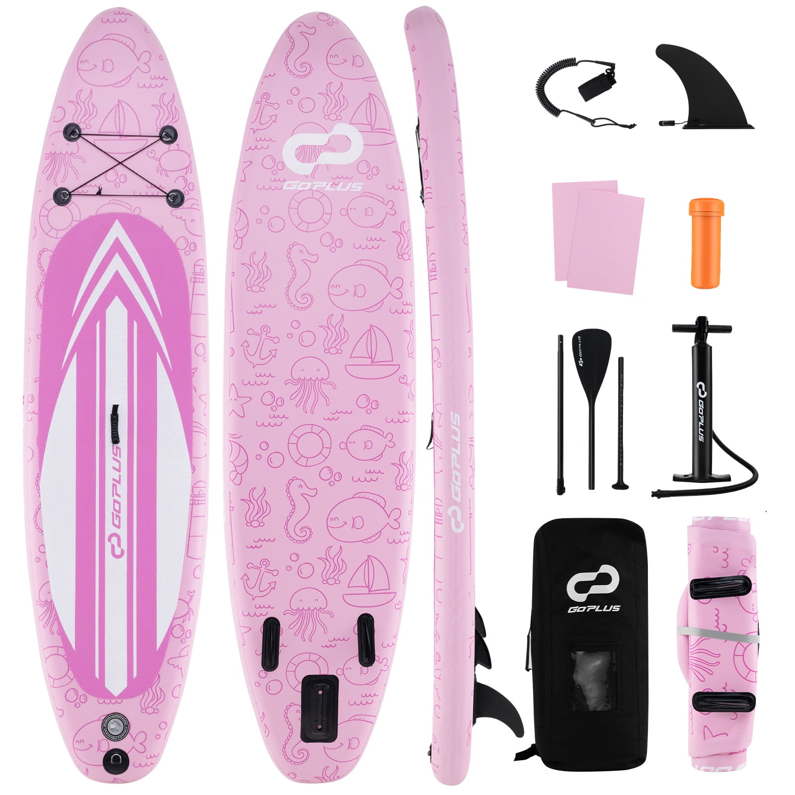 Goplus Large Inflatable SUP Board, Portable Paddle Board with 5D