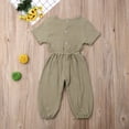 thumbnail image 2 of Sylvamorning Infant Baby Romper Solid Color Short Sleeve Elastic Waist Jumpsuit, 2 of 7
