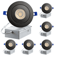 thumbnail image 1 of LED 3-Inch Black Gimbal Recessed Slim LED Pot Lights with Junction Box, Dimmable 7W 560LM, 4000K LED Ceiling Downlight, 6-PACK, 1 of 1