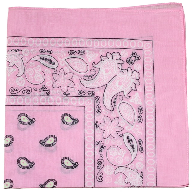 Lot de 3 Bandanas à Motif Cachemire 100 % Coton Double Face - 22 Pouces (Rose)