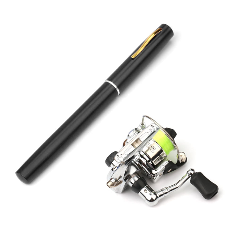 Amdohai Pocket Collapsible Fishing Rod Reel Combo Mini Pen Fishing Pole Kit Telescopic Fishing Rod Spinning Reel Combo Kit